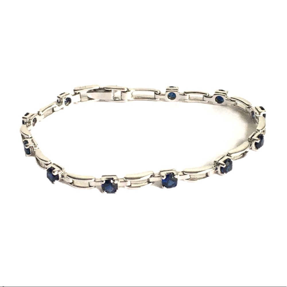 Vintage Sterling Silver & Sapphire Tennis Bracelet